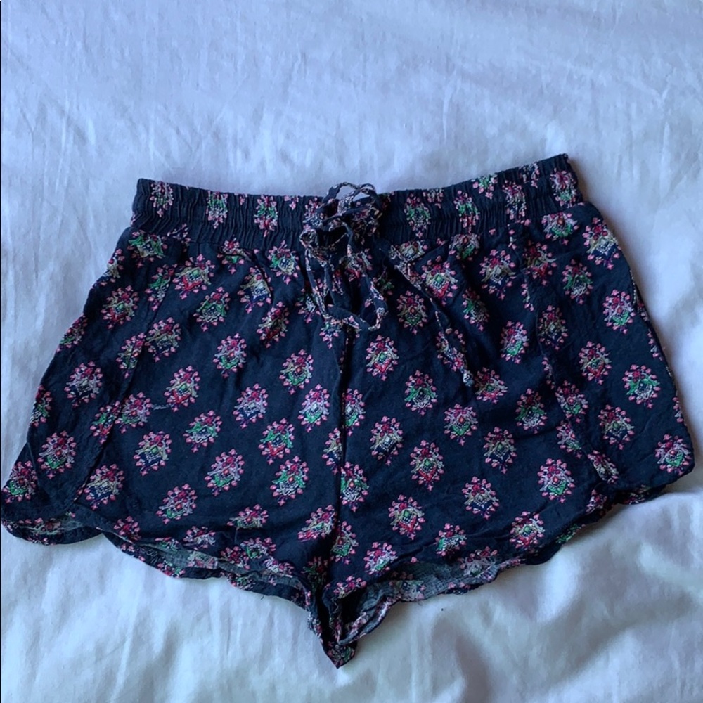 Navy blue paisley print shorts